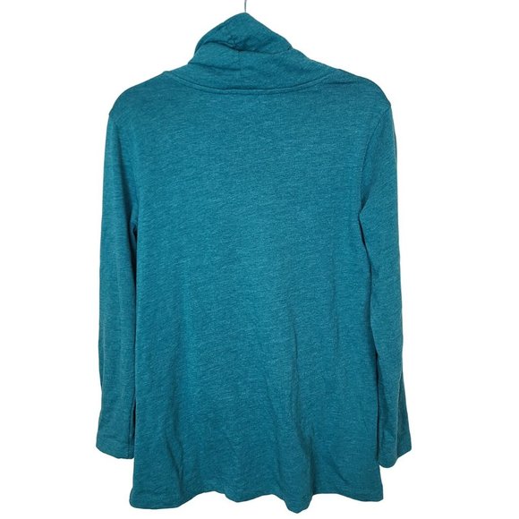 Soft Surroundings Womens S Green Long Sleeves Overlap Collar Terry Tunic Top - Picture 9 of 9